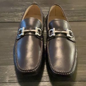 Brown Ferragamo Driver with Gancini Ornament Size 9.5